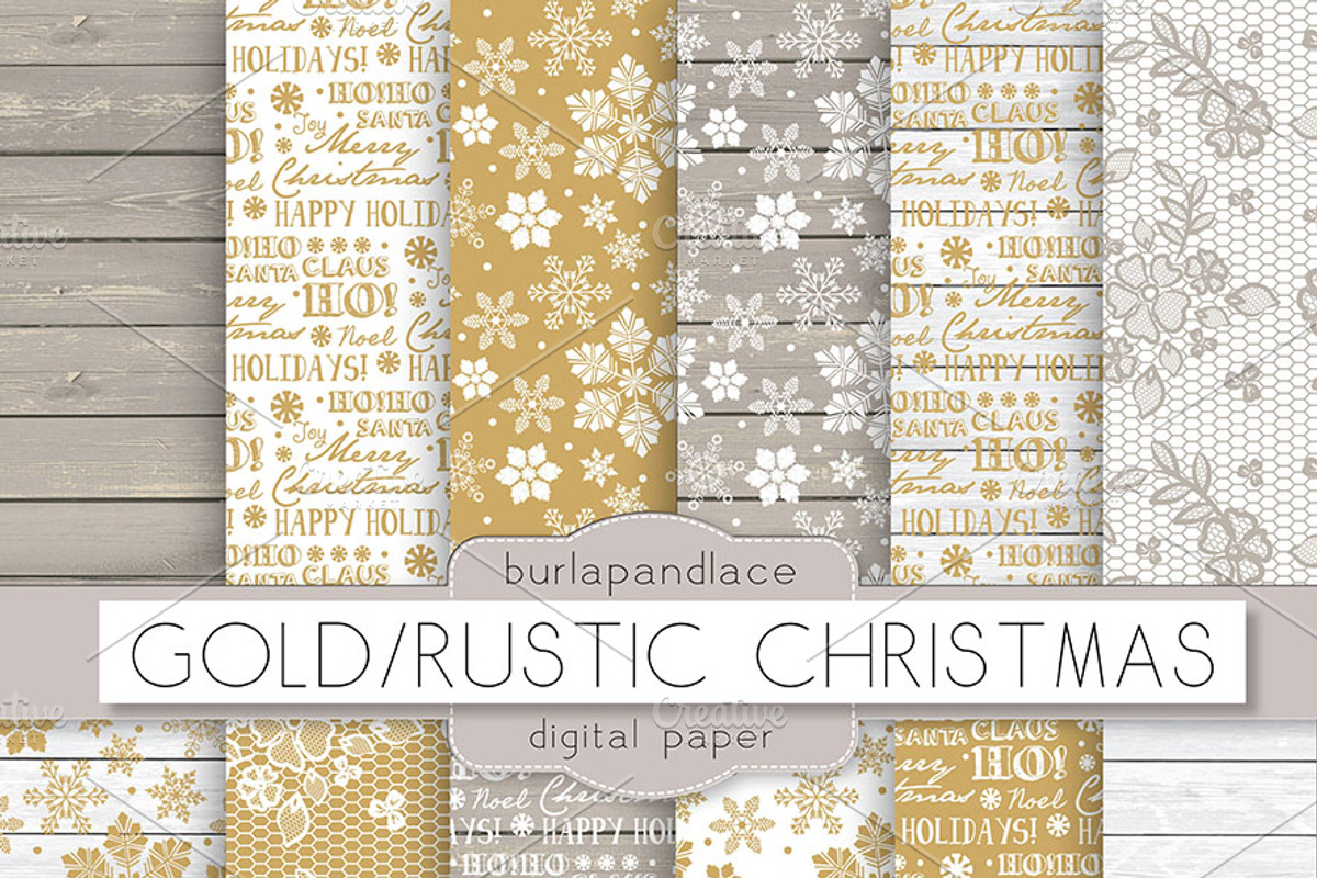 Gold/Rustic Christmas digital paper