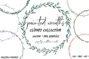 Painted Greenery Wreath Clipart, an Illustration by Wooly Pronto
