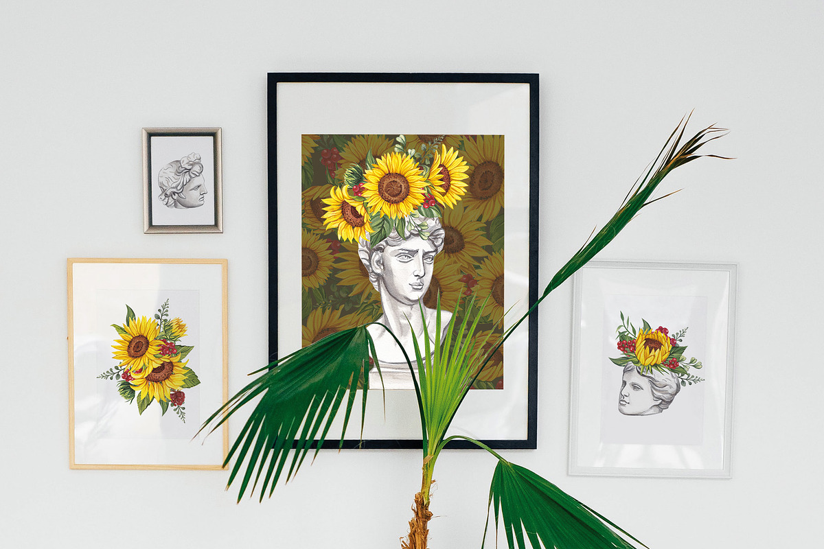 SUNFLOWERS watercolor elements, an Illustration by Elena_Sedova (Photo 3 of 14)
