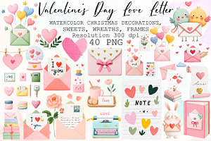 Valentine's Day Love Letter Clipart, an Illustration by Sublimation Artist