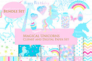 Magical Unicorns, Einhorn, Blue, an Illustration by Mia's Graphic Design (Thumbnail 1 of 9)