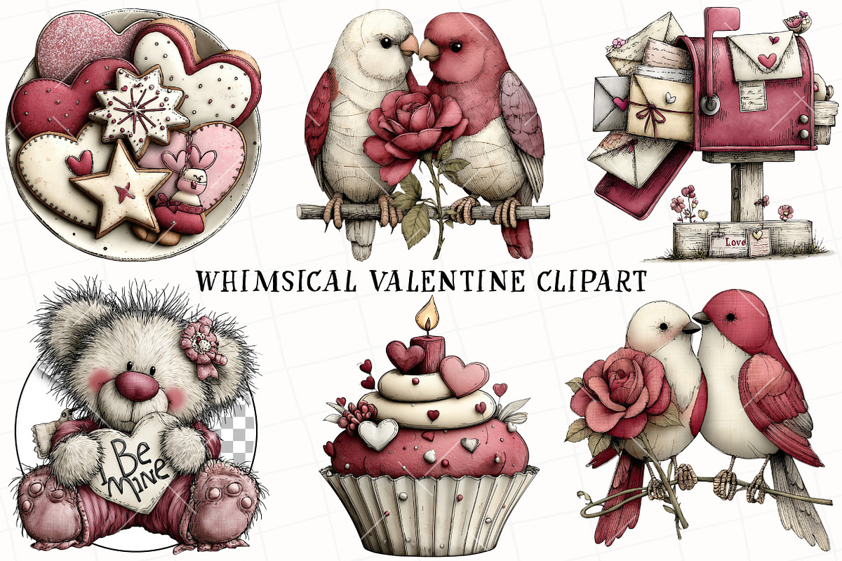 Whimsical Valentine Clipart, an Illustration by OK Design (Photo 2 of 6)