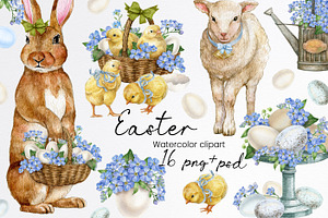 Watercolor spring easter clipart
