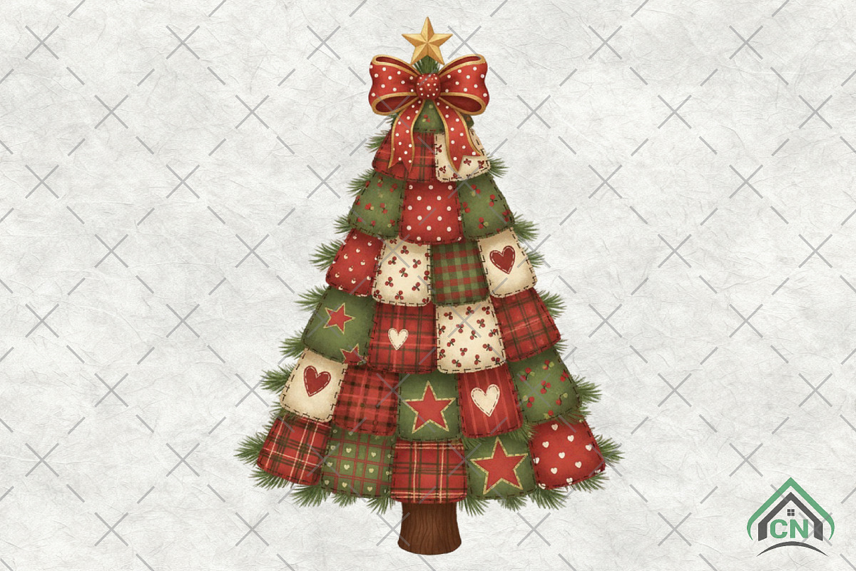 Patchwork Christmas Tree PNG, an Illustration by Craft Nest (Photo 1 of 6)