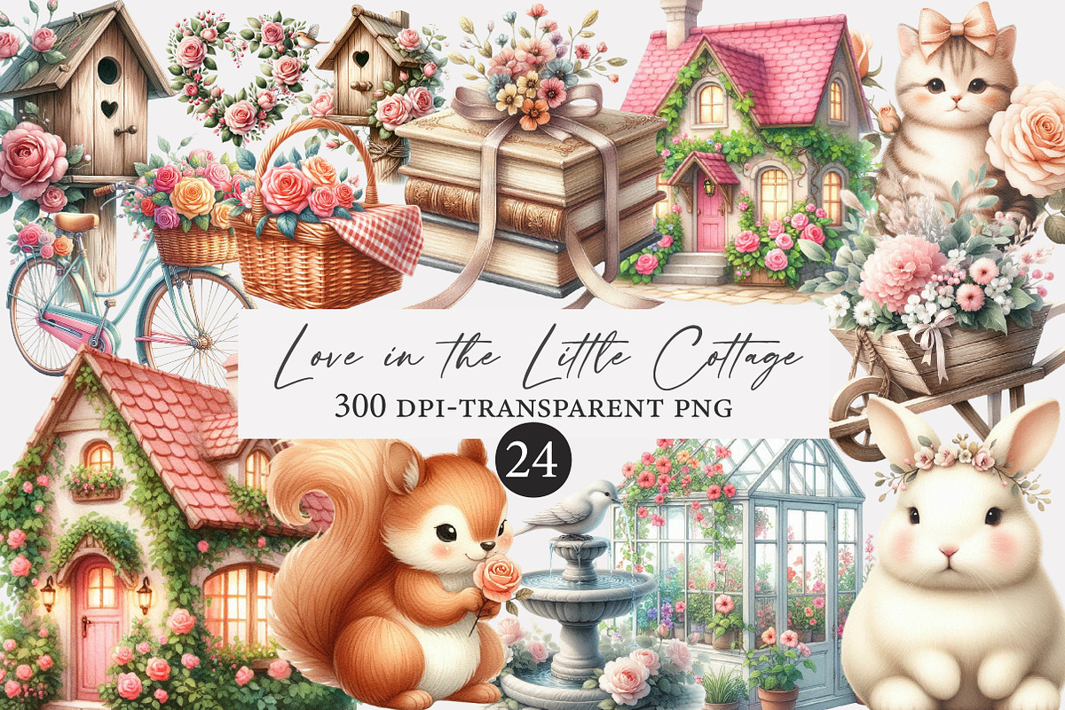 Love in the Little Cottage Clipart, an Illustration by Designworld (Photo 1 of 5)