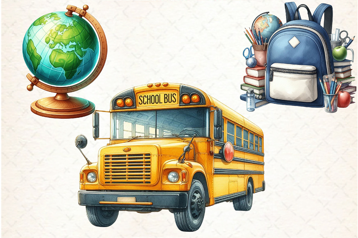 Watercolor School Clipart, an Illustration by Libby Wishes (Photo 6 of 6)