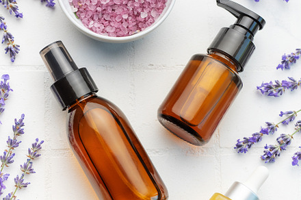 Lavender spa. Lavender salt, natural essential oil and fresh lav, a Health & Medical Photo by Olena Rudo
