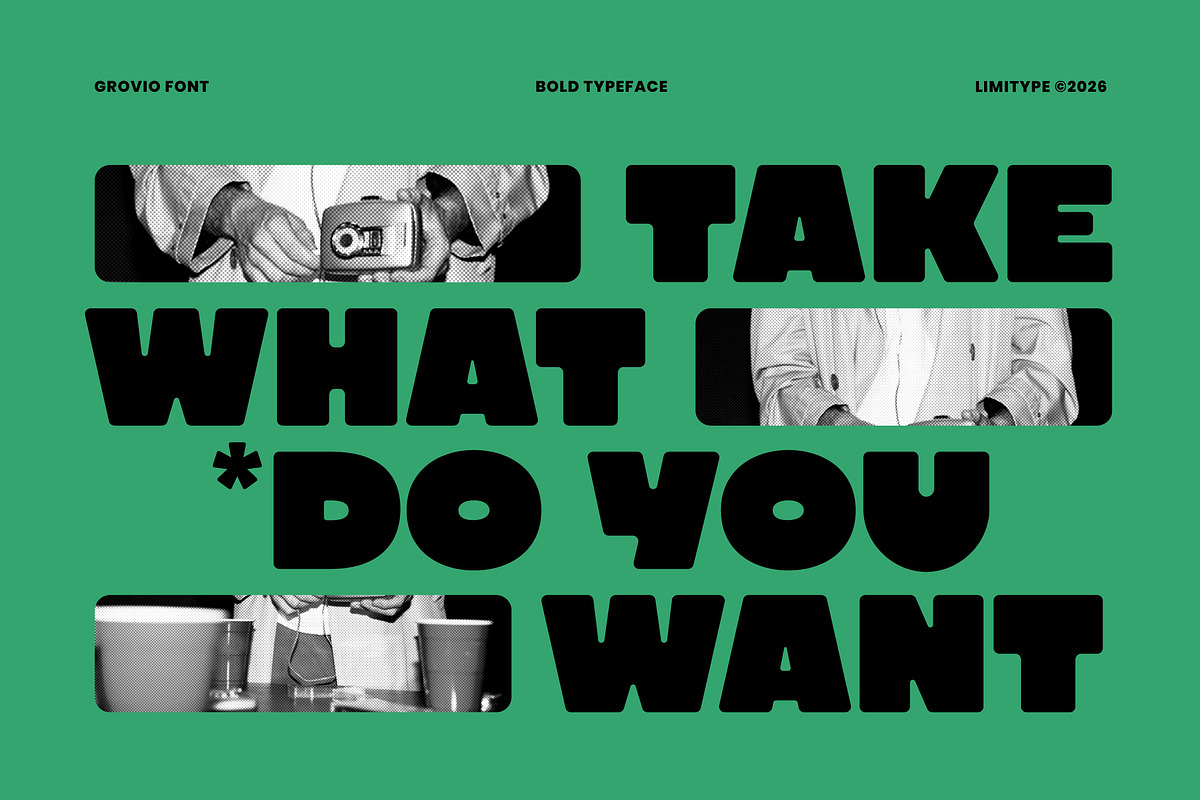Grovio - Bold Dsiplay Font, a Sans Serif Font by limitype (Photo 2 of 12)