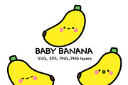 Cute Baby Banana SVG Bundle, an Illustration by TheHitShop (Thumbnail 1 of 10)