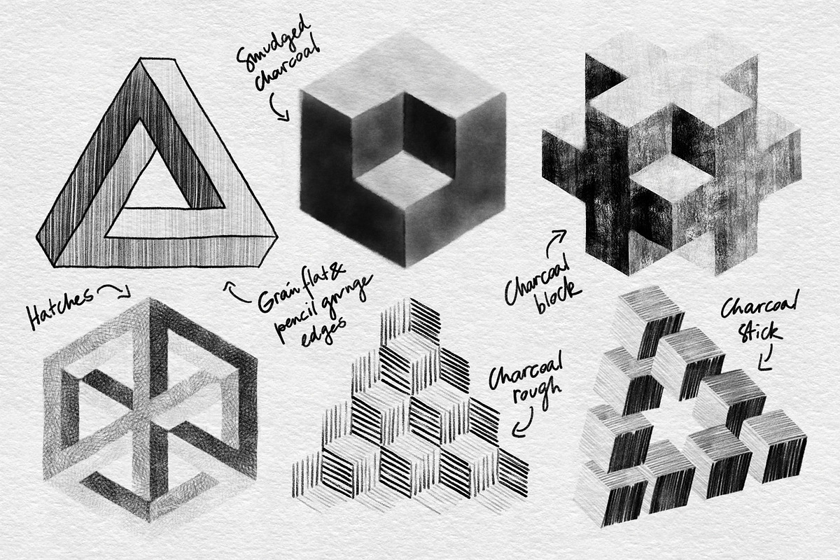 Charcoal Procreate Brushes, a Brush Add-On by MiksKS (Photo 2 of 9)