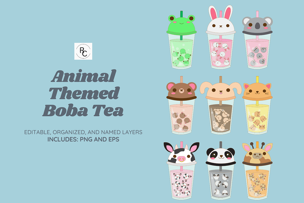 Animal Themed Boba Tea, an Animal Illustration by Raafeya's Crafts (Photo 1 of 6)