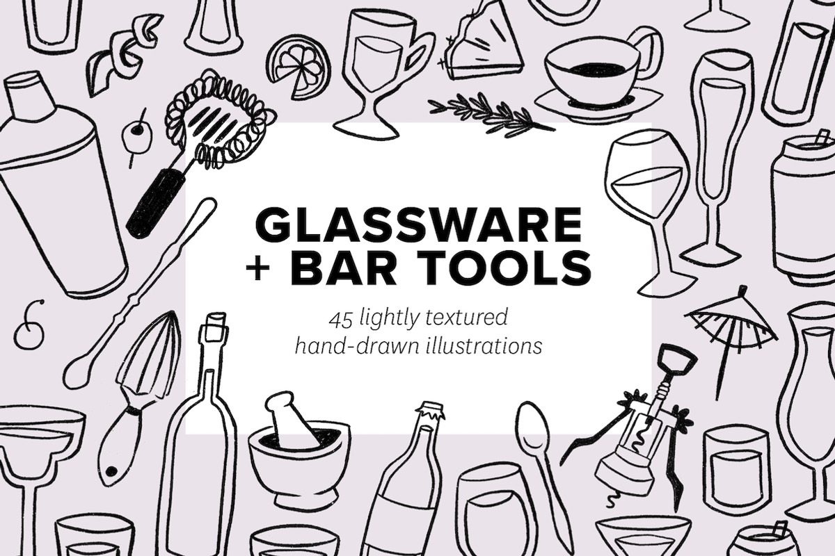 Hand Drawn Glassware Illustrations, a Food Illustration by rabeccky (Photo 1 of 2)