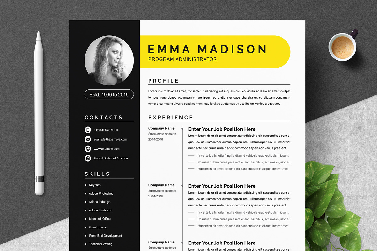 Clean & Modern Resume Template Word, a Resume Template by ResumeInventor