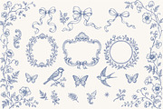 Vintage Toile Floral Frames Elements, an Object Graphic by Olya Creative (Thumbnail 2 of 12)