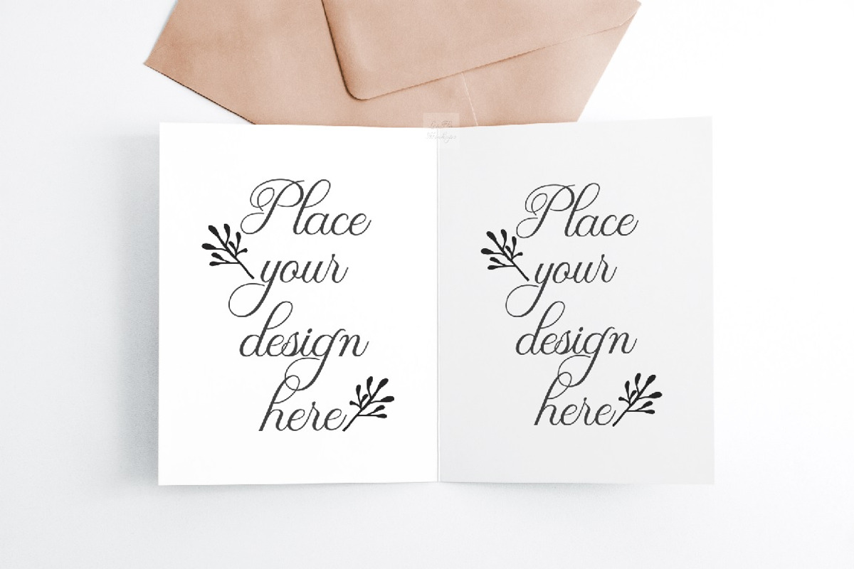A2 open greeting card mockup kraft, a Print Template by Leo Flo Mockups (Photo 1 of 3)