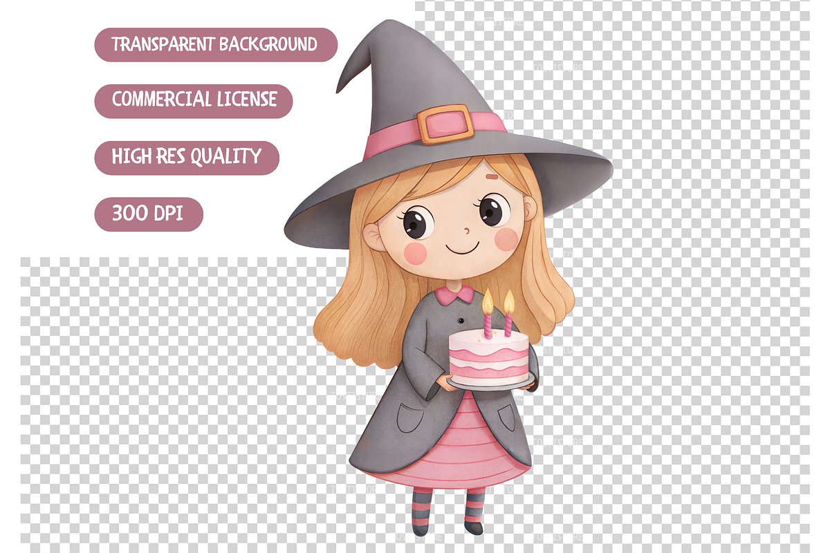 Witchy Halloween Clipart, an Illustration by TatiMockup (Photo 5 of 5)