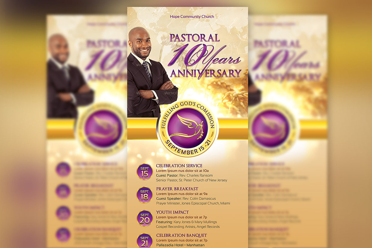 Clergy Anniversary Rack Card, a Flyer Template by Godserv Designs (Photo 1 of 4)