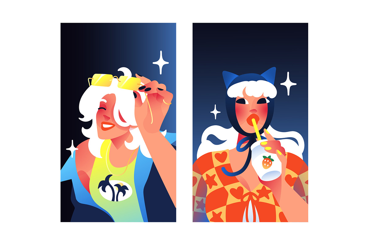 Fashion girls portraits set + banner, a Person Illustration by PaperTrident (Photo 8 of 10)