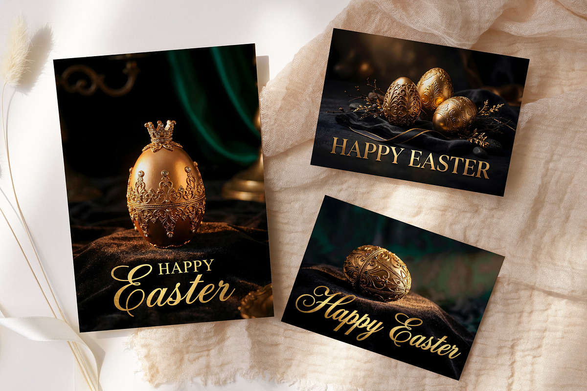 Luxury Gold Easter Egg Card, a Background Graphic by Nestud!o (Photo 4 of 4)