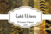 Gold Waves Seamless Patterns, a Pattern Graphic by PrintablesByFranklyn (Thumbnail 1 of 4)