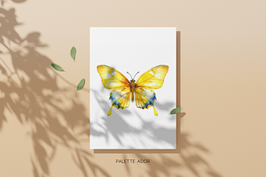 Watercolor Yellow Butterflies