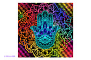 Neon Hamsa Seamless Pattern, a Pattern Graphic by Elen-Lane (Thumbnail 2 of 2)