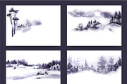 Watercolor Winter Landscapes Set, a Texture Illustration by Nuburu (Thumbnail 8 of 14)