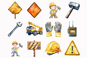 Construction Watercolor Clipart, an Illustration by Design Market (Thumbnail 4 of 5)