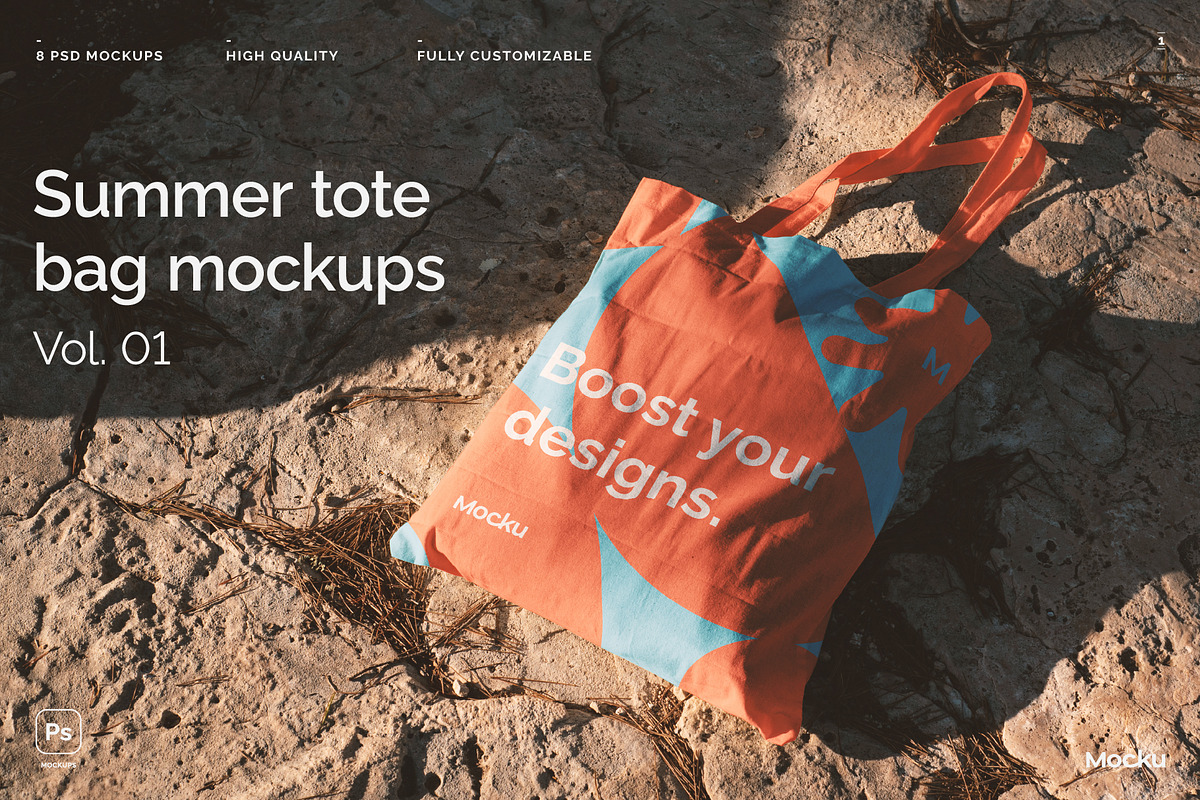 Summer Tote Bag Mockups, a Merchandise Mockup by Mocku (Photo 1 of 12)
