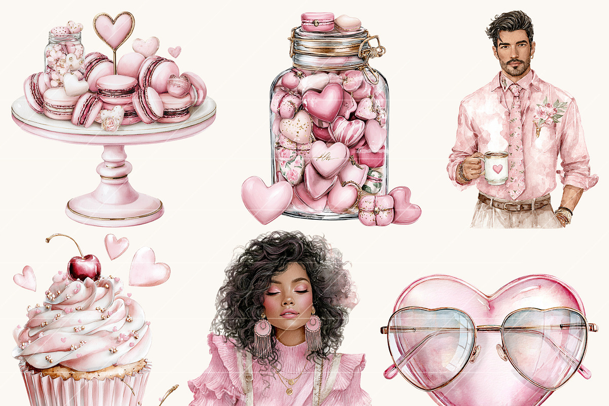 Watercolor Romantic Clipart Bundle, an Object Illustration by Design Scotch (Photo 3 of 10)
