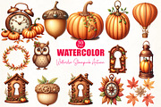 Watercolor Steampunk Autumn Clipart, an Illustration by CrexoraLab (Thumbnail 5 of 5)