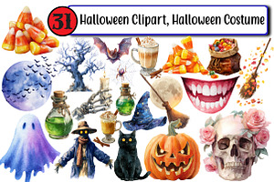 Halloween Clipart, Halloween Costume, an Illustration by Design Market