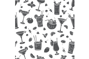 Tropical cocklails seamless pattern