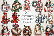 Christmas Fashion Girl Clipart, an Illustration by DreamPrint404 (Thumbnail 1 of 4)