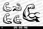 Flexing bicep and clenched fist, an Object Graphic by Vectorhight (Thumbnail 1 of 3)