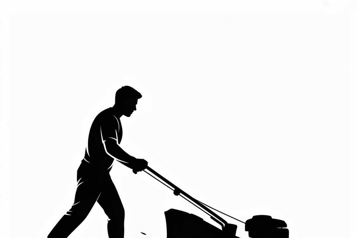 silhouette of a man mowing the lawn, an Illustration by Amazin_art (Photo 19 of 21)