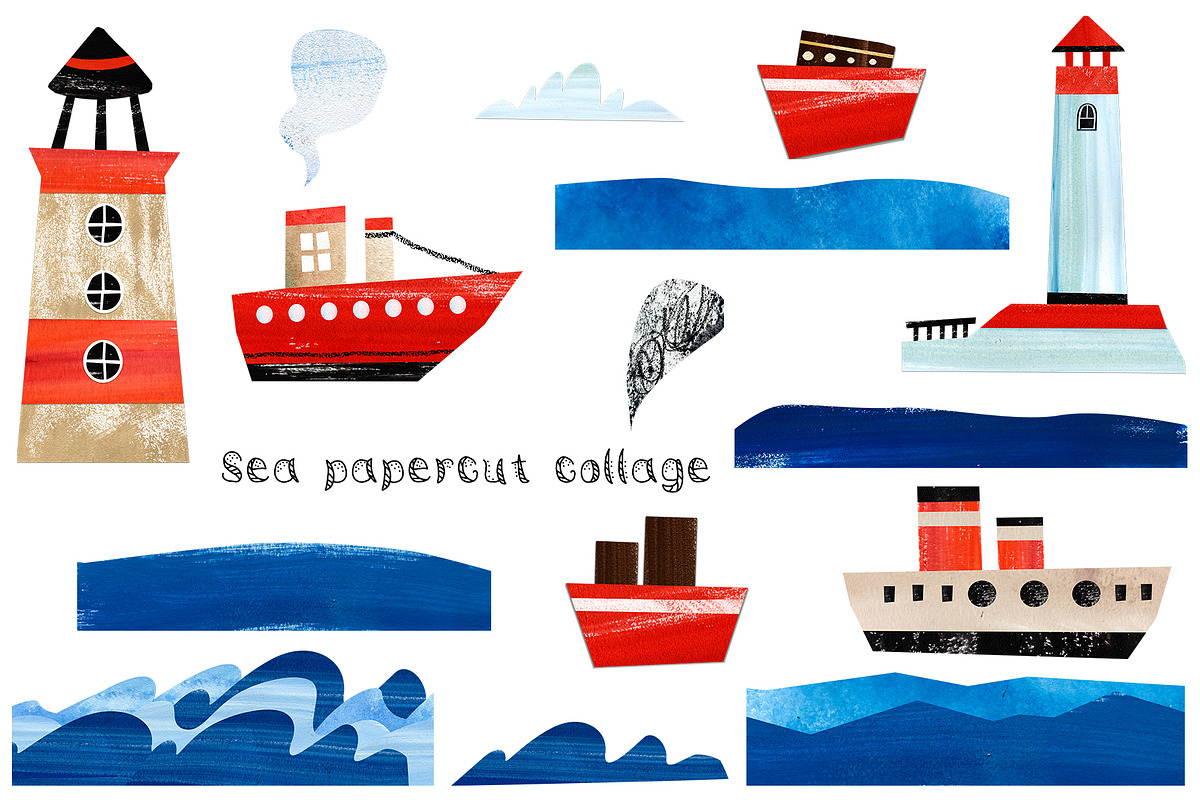 Papercut collages - Watercolor Set, a Texture Illustration by Mashamashastu (Photo 3 of 17)