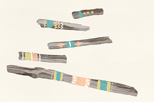 Watercolor Feathers Talking Sticks