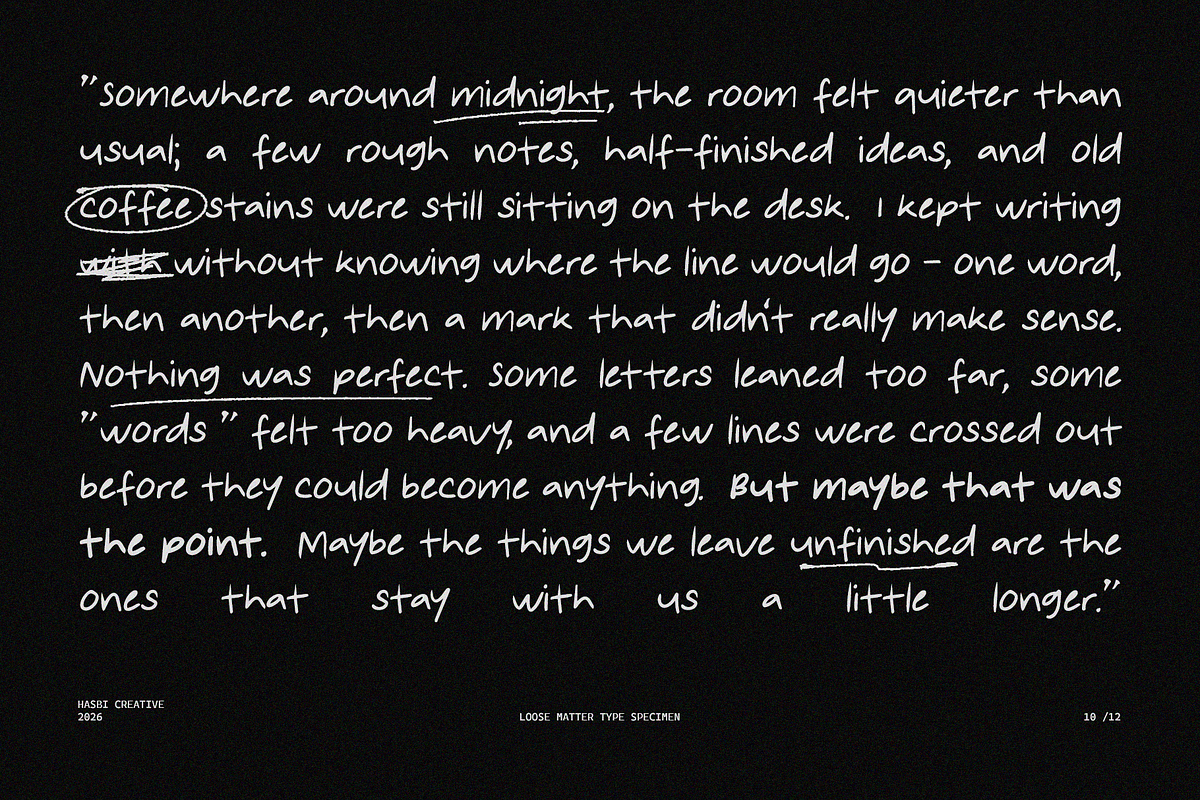Loose Matter - Handwritten Font, a Handwritten Font by Hasbi Creative (Photo 10 of 12)