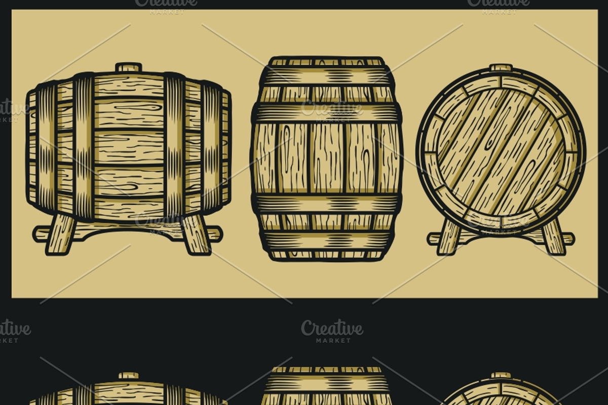 Barrel set vector, an Object Graphic by gabicotza