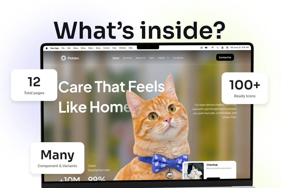 Petzen - Modern Pet Clinic Web UI, an UI Kit Template by Agensip Design Agency (Photo 4 of 10)