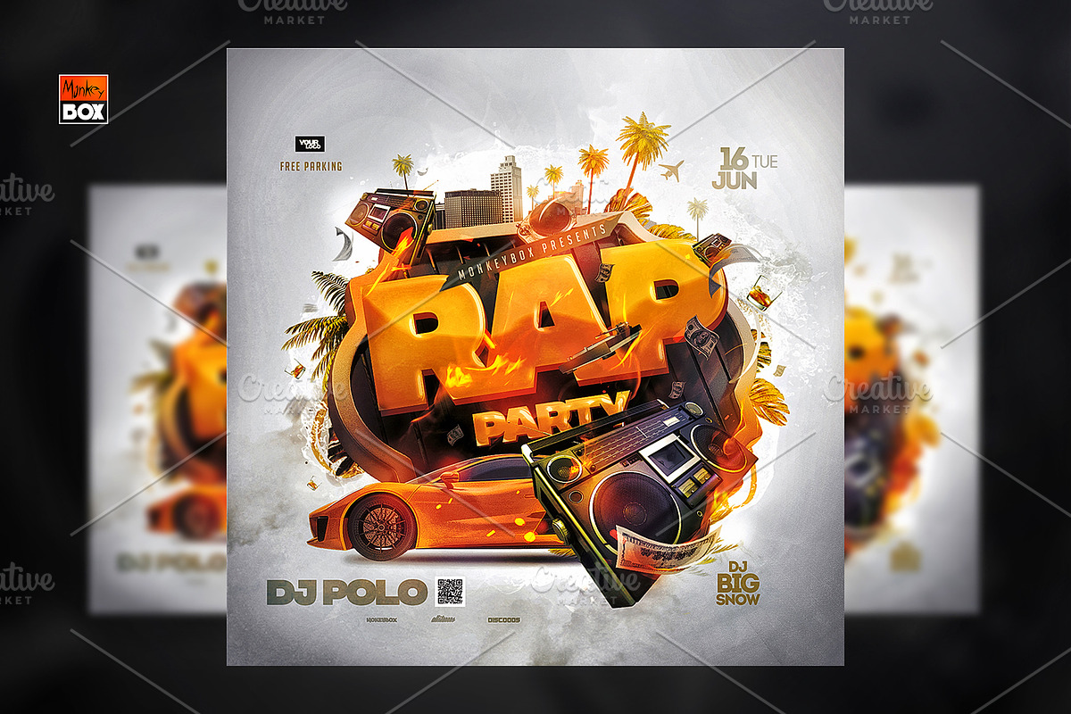 Rap Party Flyer, a Flyer Template by MonkeyBOX (Photo 1 of 3)