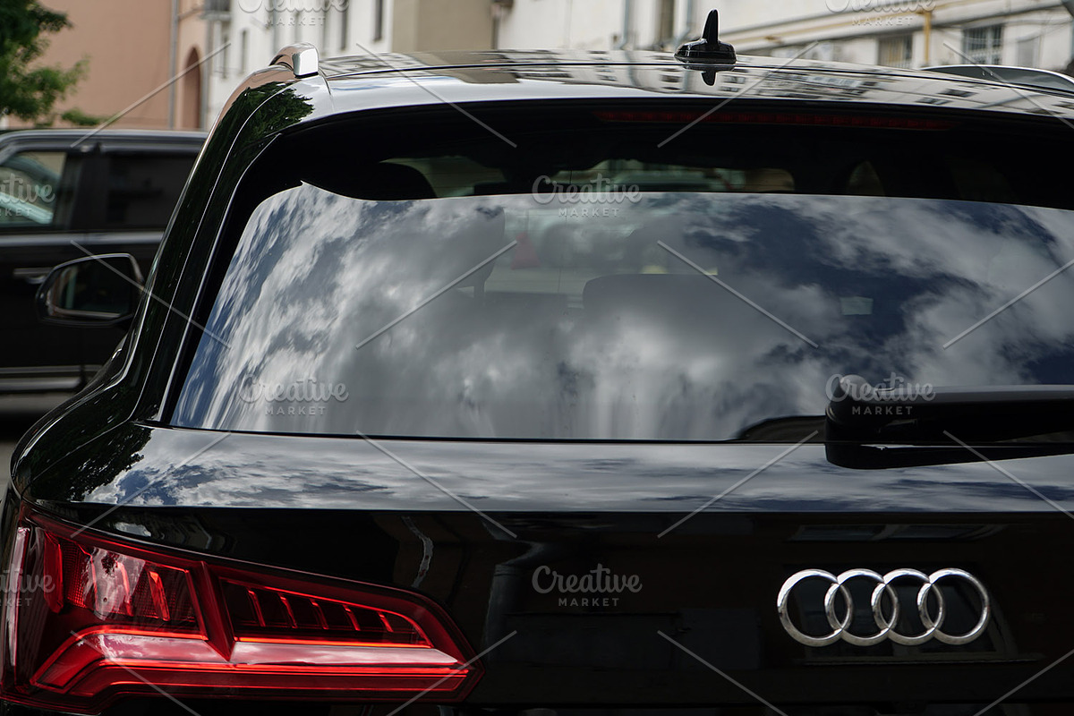 Black Vehicle decal mockup outdoors, a Product Mockup by VetalStock (Photo 2 of 2)