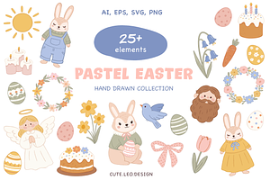 Pastel Easter - Hand Drawn Cliparts, a Seasonal Illustration by cute.leo.design