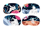 Astronauts exploring outer space set, a Person Illustration by PaperTrident (Thumbnail 1 of 5)