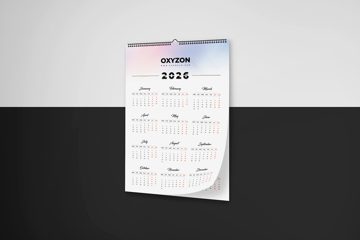 Wall Calendar 2026, a Stationery Template by crazyOWL (Photo 2 of 4)