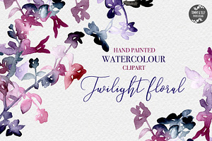 Watercolour Twilight Floral Clipart