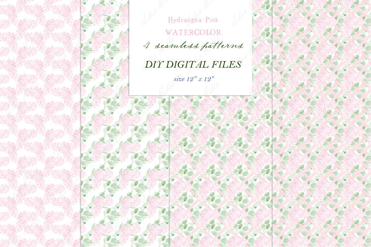 Pink Hydrangea Watercolor Crest, an Illustration by LABFcreations (Photo 3 of 4)