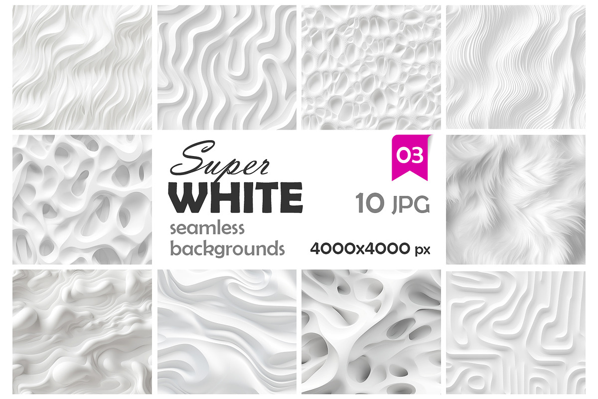WHITE backgrounds 3d seamless set 03, a Background Graphic by Slanapotam (Photo 2 of 2)