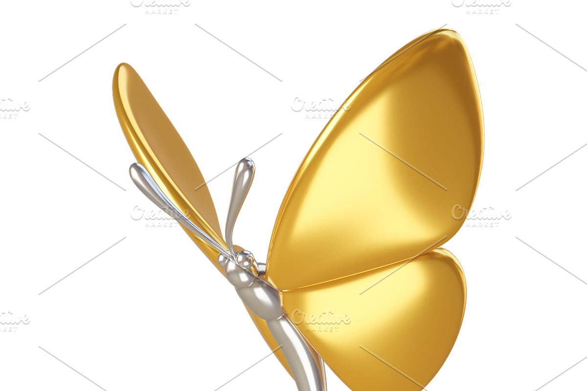 Cute 3D golden Butterflies icons, an Animal 3D Model by Hannet (Photo 3 of 5)